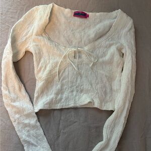 Elegant Cream Lace Long Sleeve Top